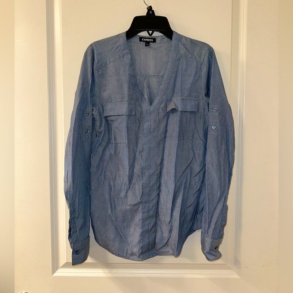 Express womens Blue Checkered Shirt